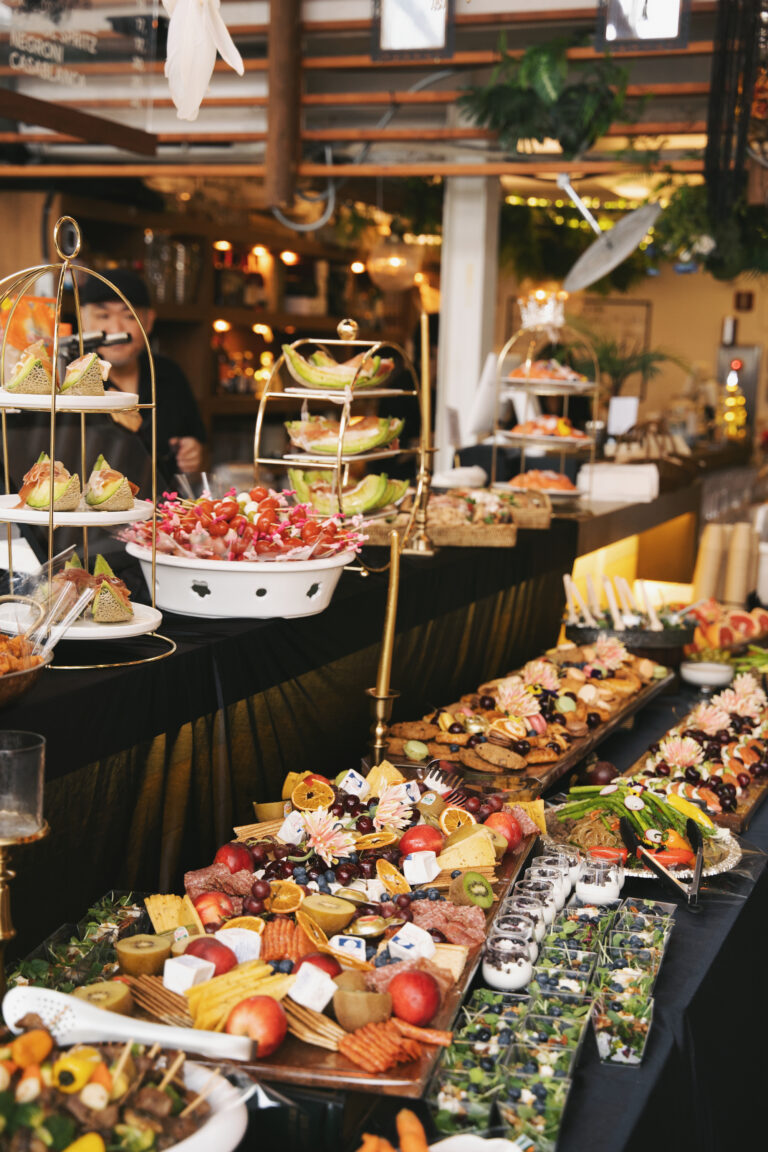 Catering buffet with food and refreshments prepared for a professional event in Korea